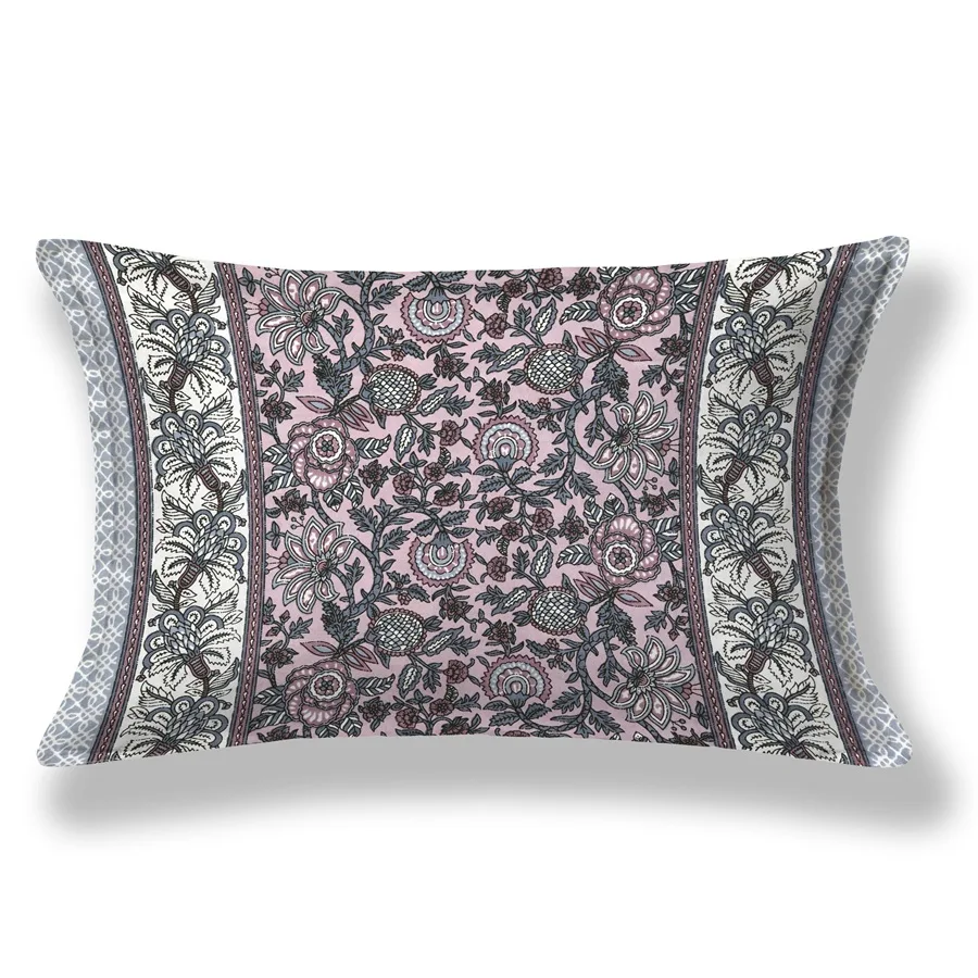 Blossom Base Grey Floral Bedsheet One Pillow Cover