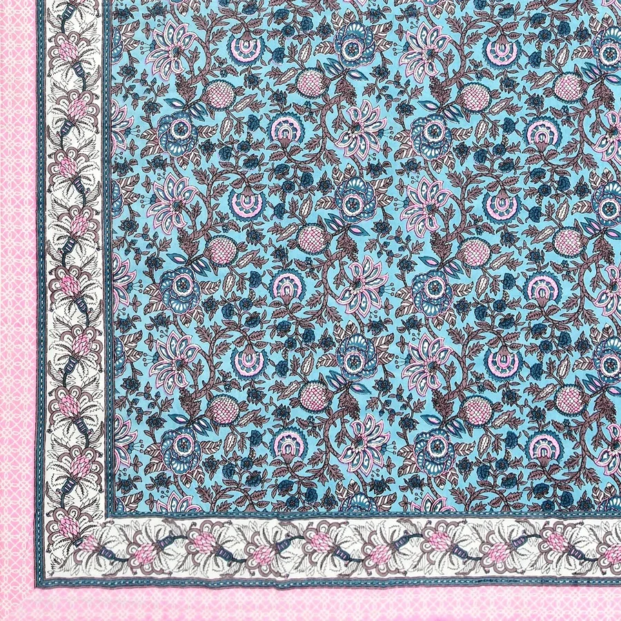 Dark Sky Base Pink Floral Bedsheet Closeup Dark Sky Base Pink Floral Bedsheet Closeup