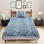 Dark Sky Base Pink Floral Bedsheet with One Pillow Cover