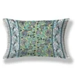 Green Base Grey Floral Bedsheet with One Pillow Cover