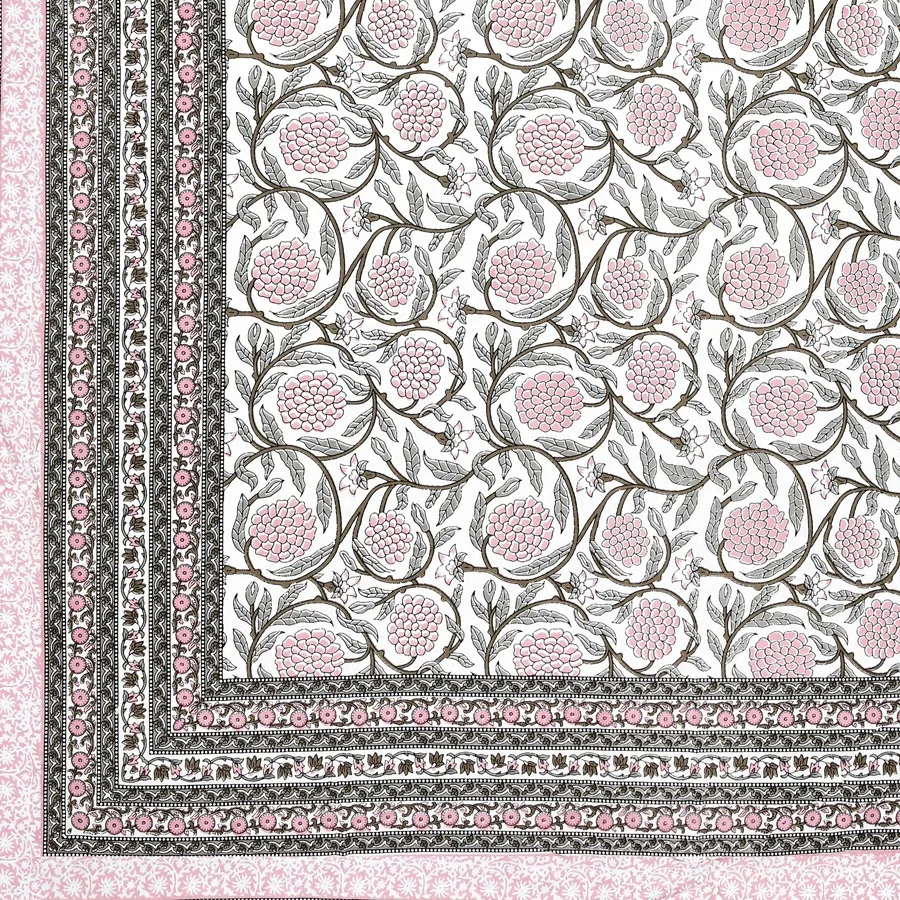 White Base Light Pink Floral Bedsheet Closeup White Base Light Pink Floral Bedsheet Closeup