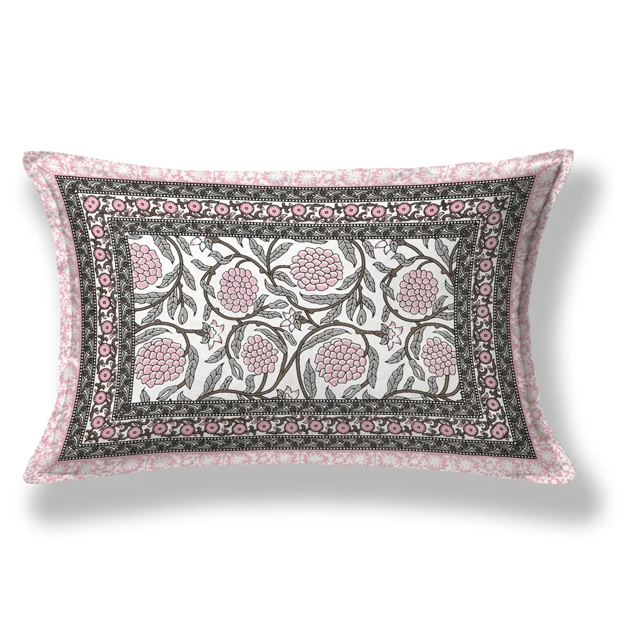 White Base Light Pink Floral Bedsheet One Pillow Cover White Base Light Pink Floral Bedsheet One Pillow Cover